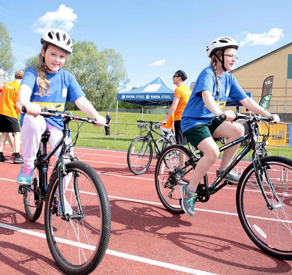 Cycling event at the Tata Kids of Steel triathlon