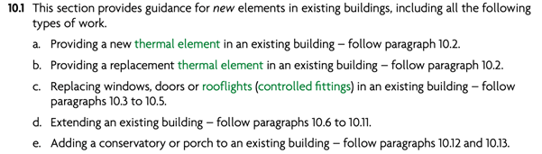 New elements in existing buildings - thermal element