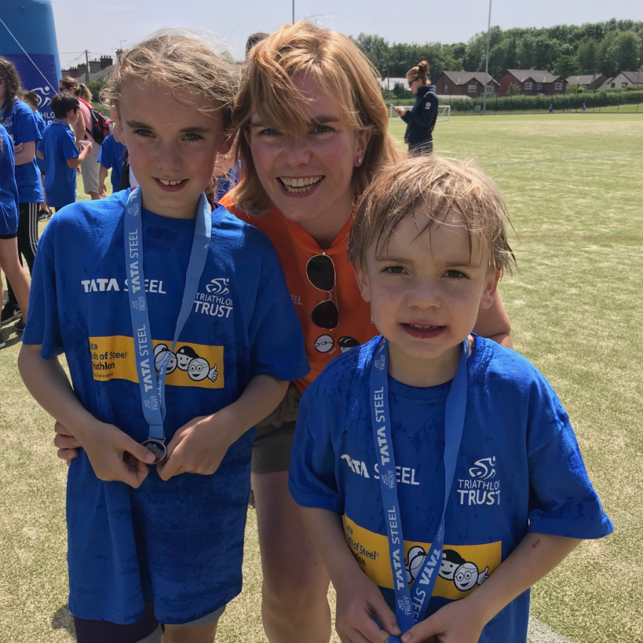 Tata Steel volunteer Julie Baddock helps out some local youngsters in the 2019 event 